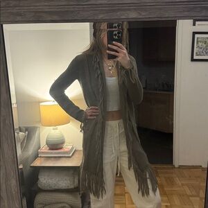 Fringe cardigan sweater